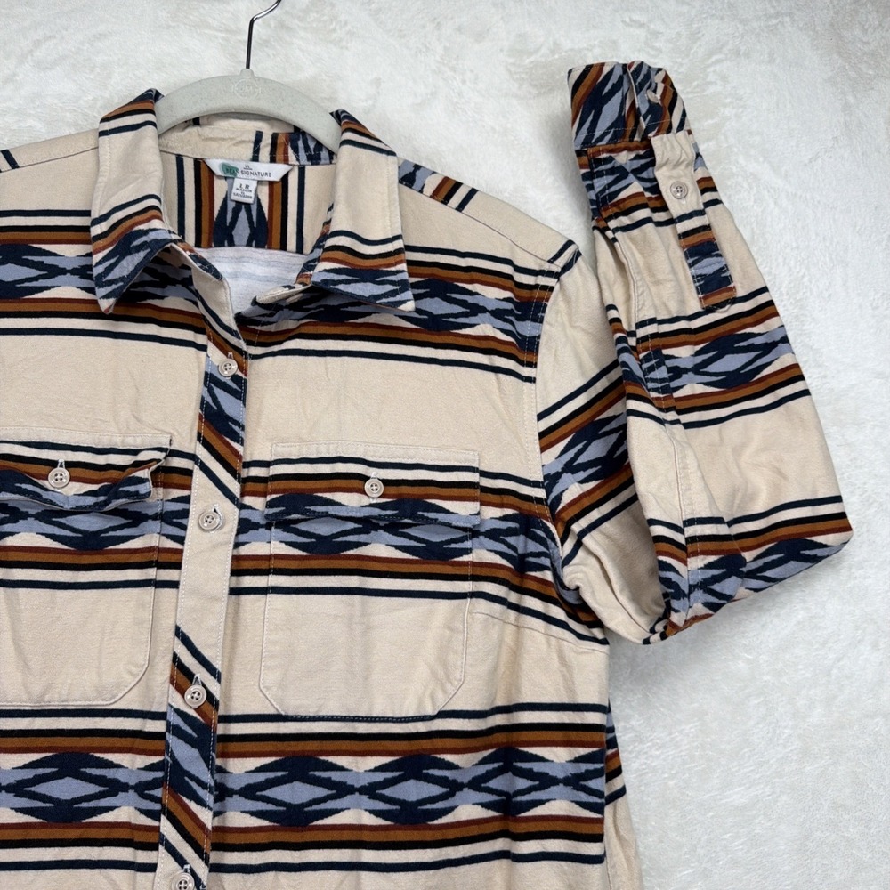 L.L.Bean Signature Southwestern Shirt Dress Women's Large Western‎ Pockets